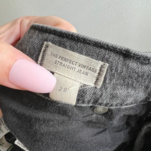 Madewell Perfect Vintage Straight Jean Women's 29 Faded Black High Rise Raw Hem - Picture 6 of 8